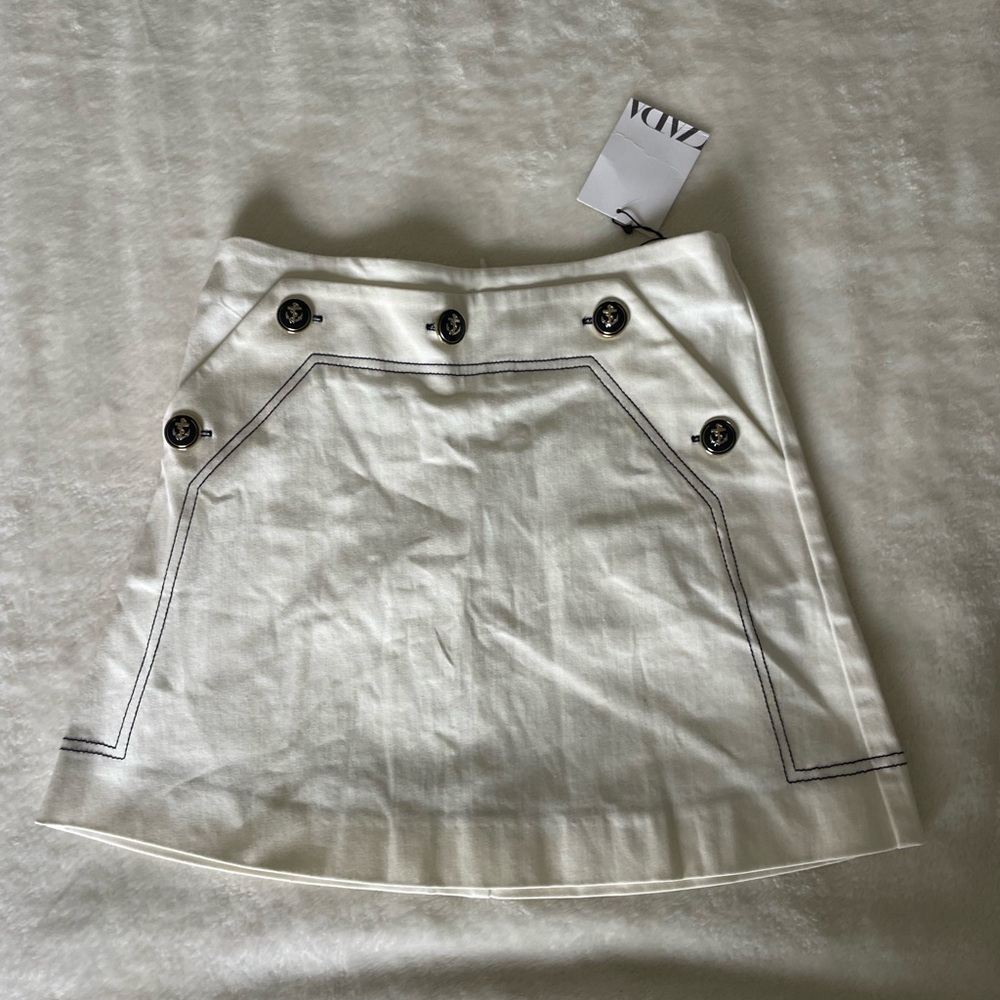 Zara off white Sailor Mini Skirt